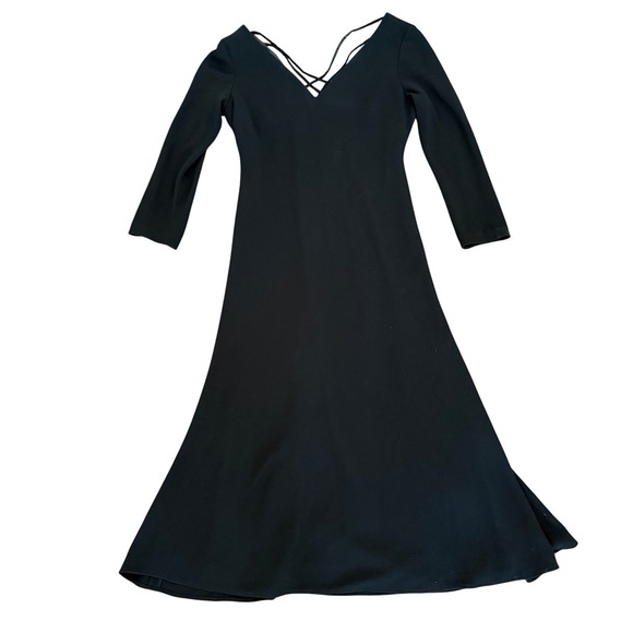 Lauren Ralph Lauren Dresses & Skirts - Lauren‎ Ralph Lauren Black Sequin Crisscross Back Midi Dress Long Sleeve Size 6